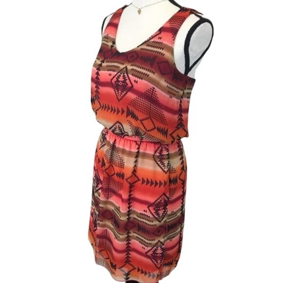 Sweet Storm Womens Aztec Print Strapy Back Fit & Flare Mini Tank Dress Size M - Picture 4 of 8